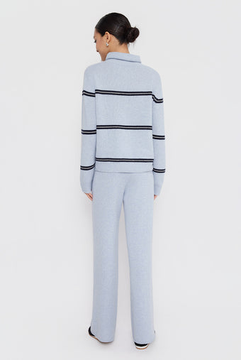 ASOBIO 100% Wool Striped Turtleneck Sweater