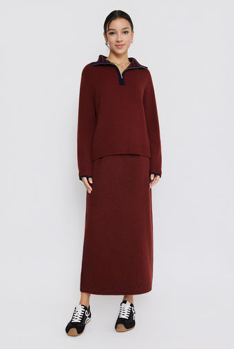 ASOBIO 100% Wool 1/2 Zip Mockneck Sweater