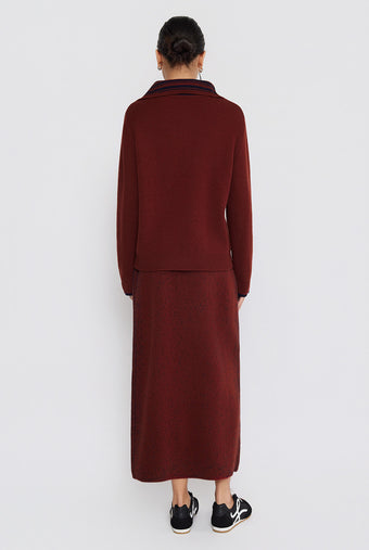 ASOBIO 100% Wool 1/2 Zip Mockneck Sweater