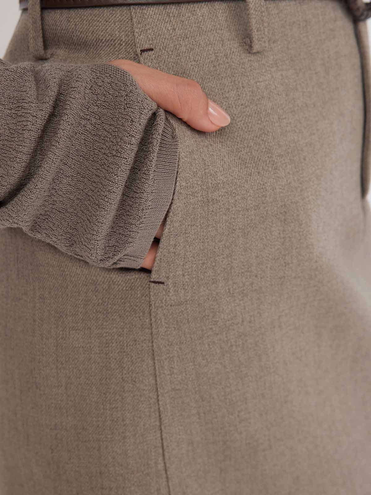 ASOBIO High-Waist Belted Midi Skirt