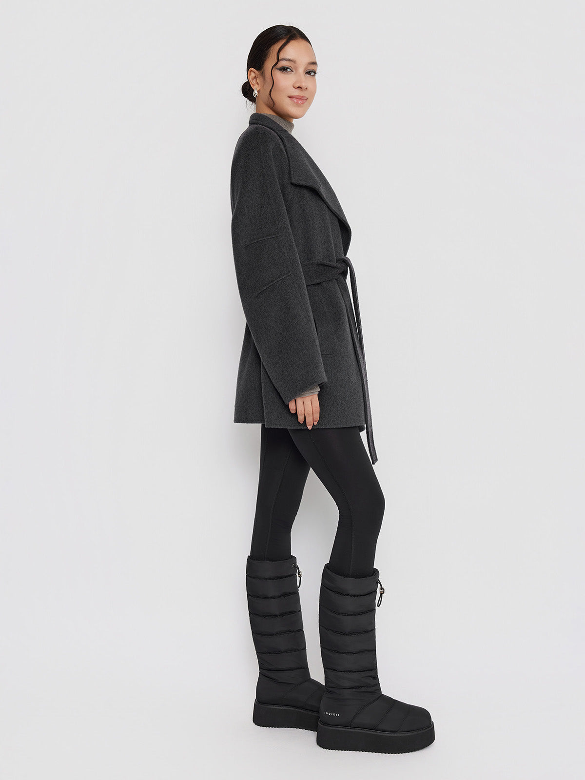 ASOBIO Double-Faced Stand Collar Wrap Coat