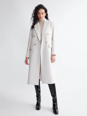Wool-Blend Double-Breasted Mid-Length Coat