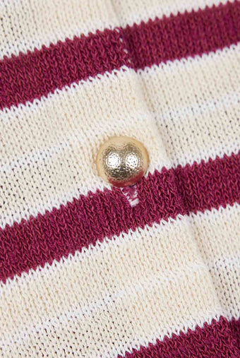 ASOBIO Striped Button Knit Top