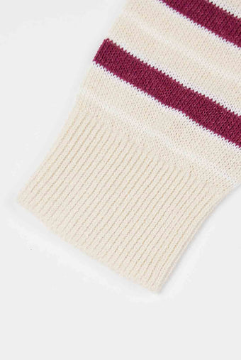 ASOBIO Striped Button Knit Top