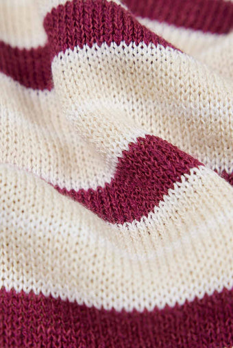ASOBIO Striped Button Knit Top