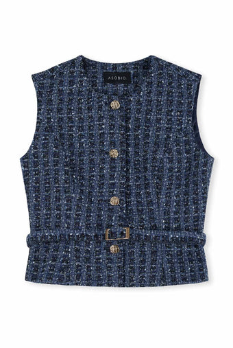 ASOBIO Cropped Tweed Vest