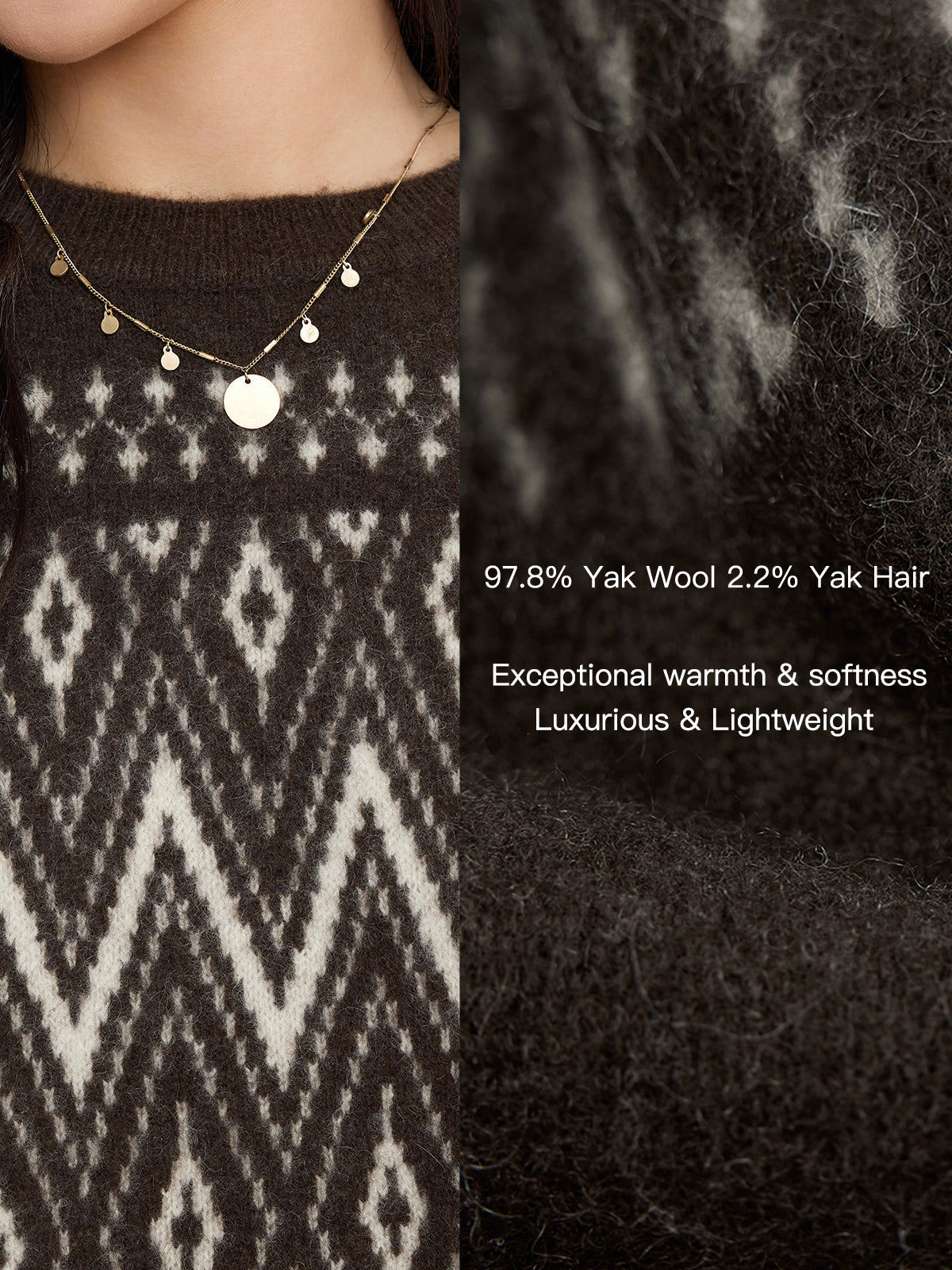 ASOBIO Geometric Yak Wool Sweater