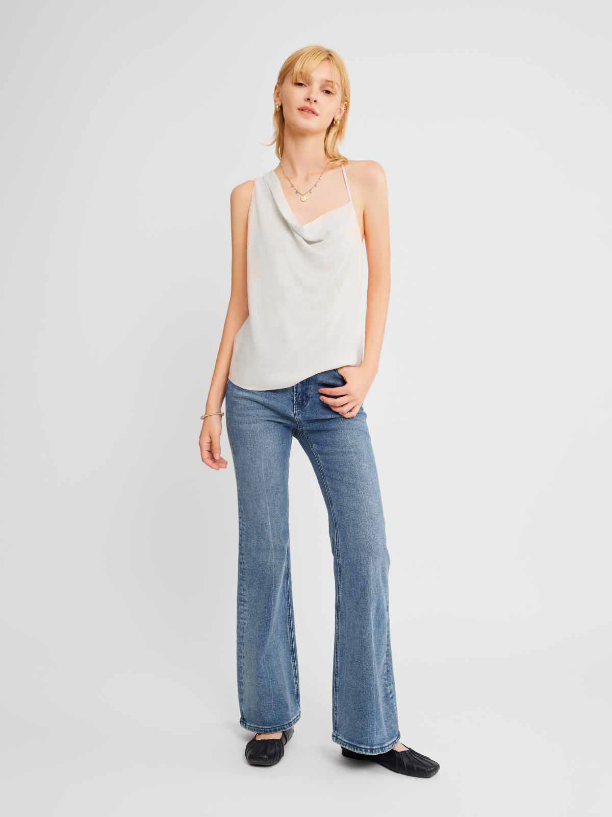 Asymmetric Draped Chiffon Cami