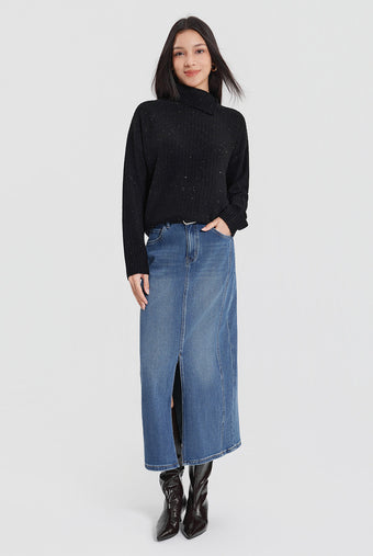 ASOBIO 100% Wool Sequin Sweater