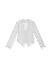 Frenchy Blouse V-Neck Chiffon Ruffle Blouse