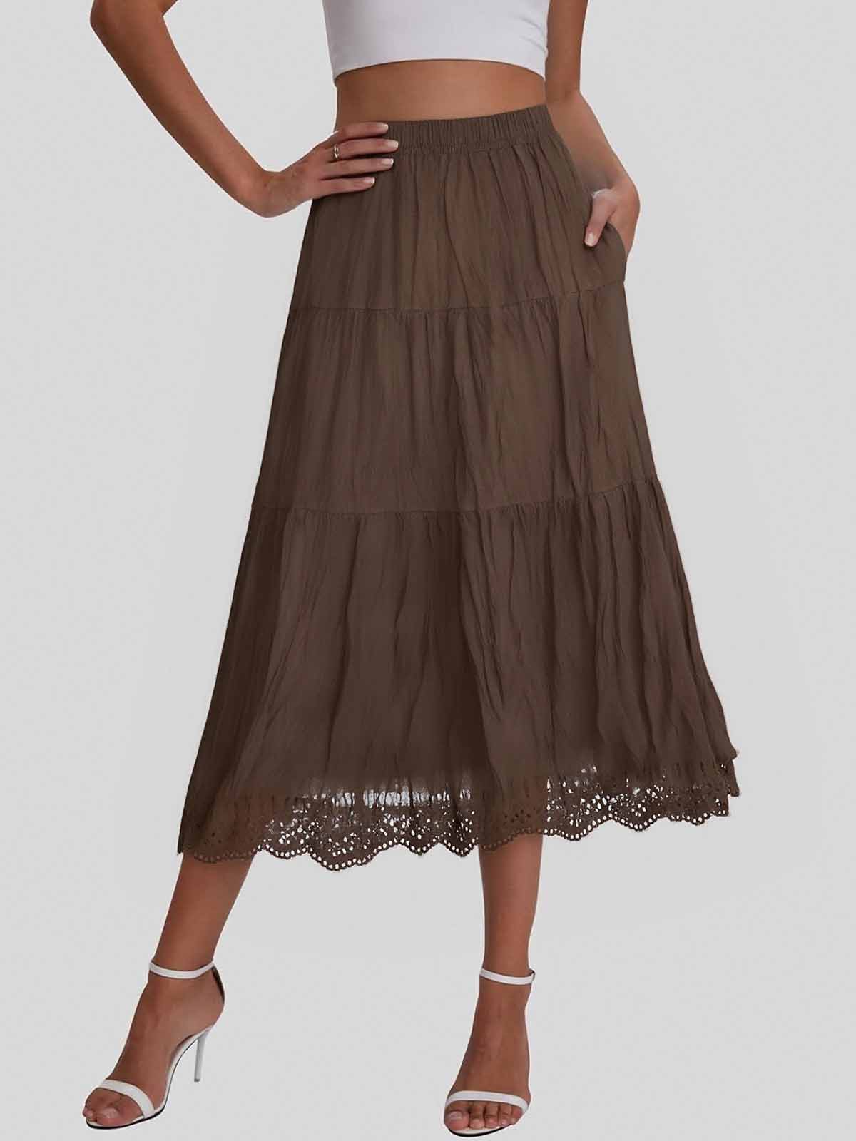 ASOBIO Tiered Gradient Maxi Skirt