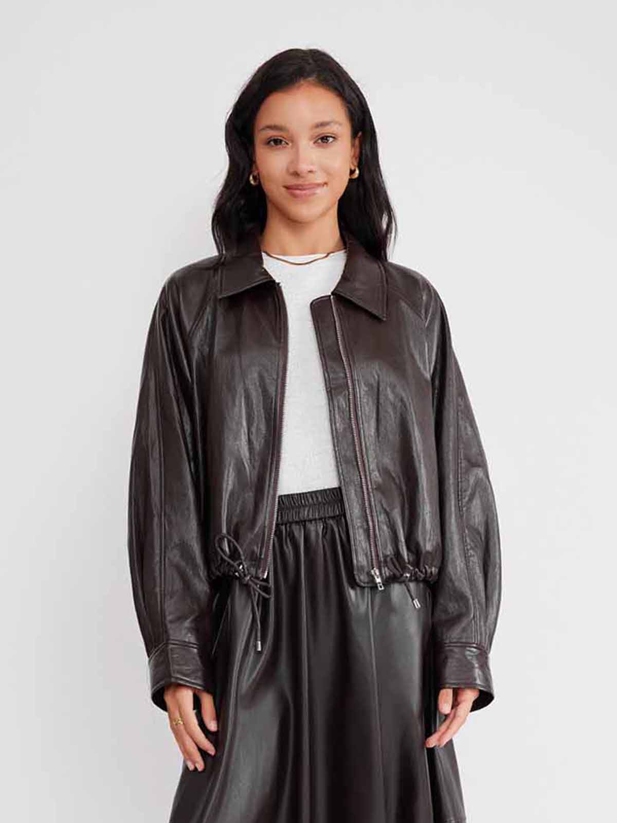 ASOBIO Vegan Leather Oversized Jacket