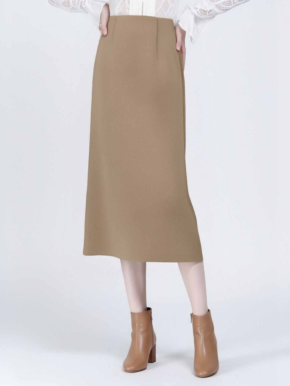 ASOBIO Wool-Blend Straight Maxi Skirt