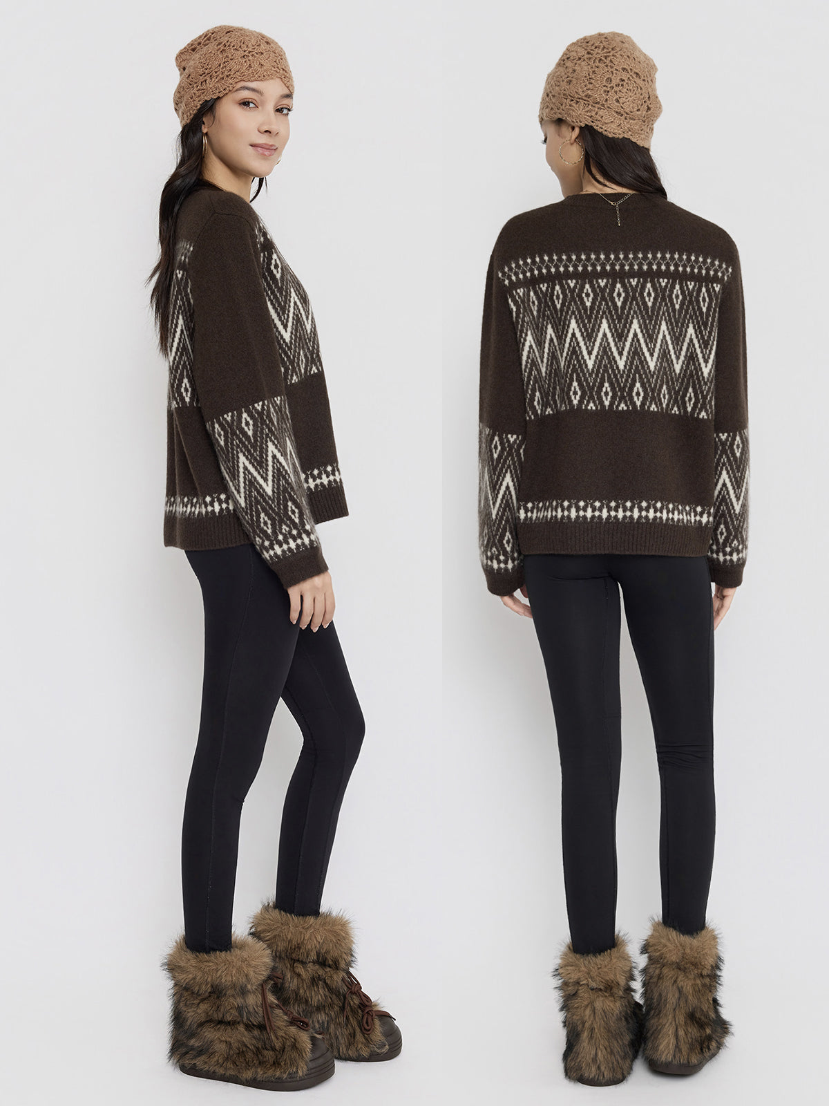 ASOBIO Geometric Yak Wool Sweater