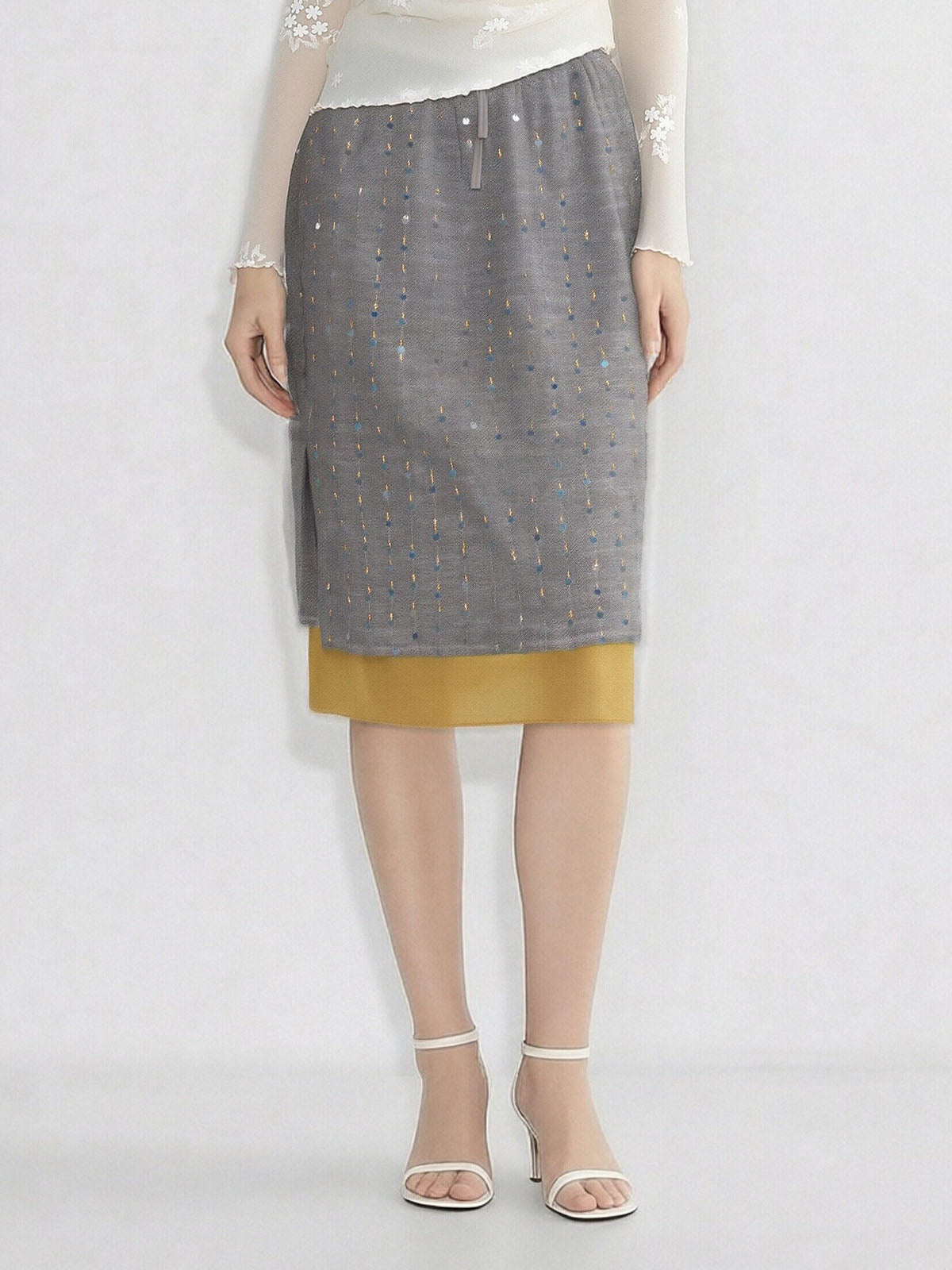ASOBIO Layered Sequin Skirt