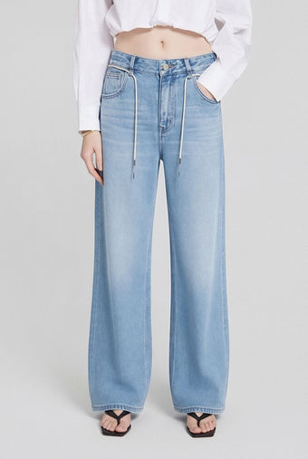 ASOBIO Drawstring Mid-Rise Jean
