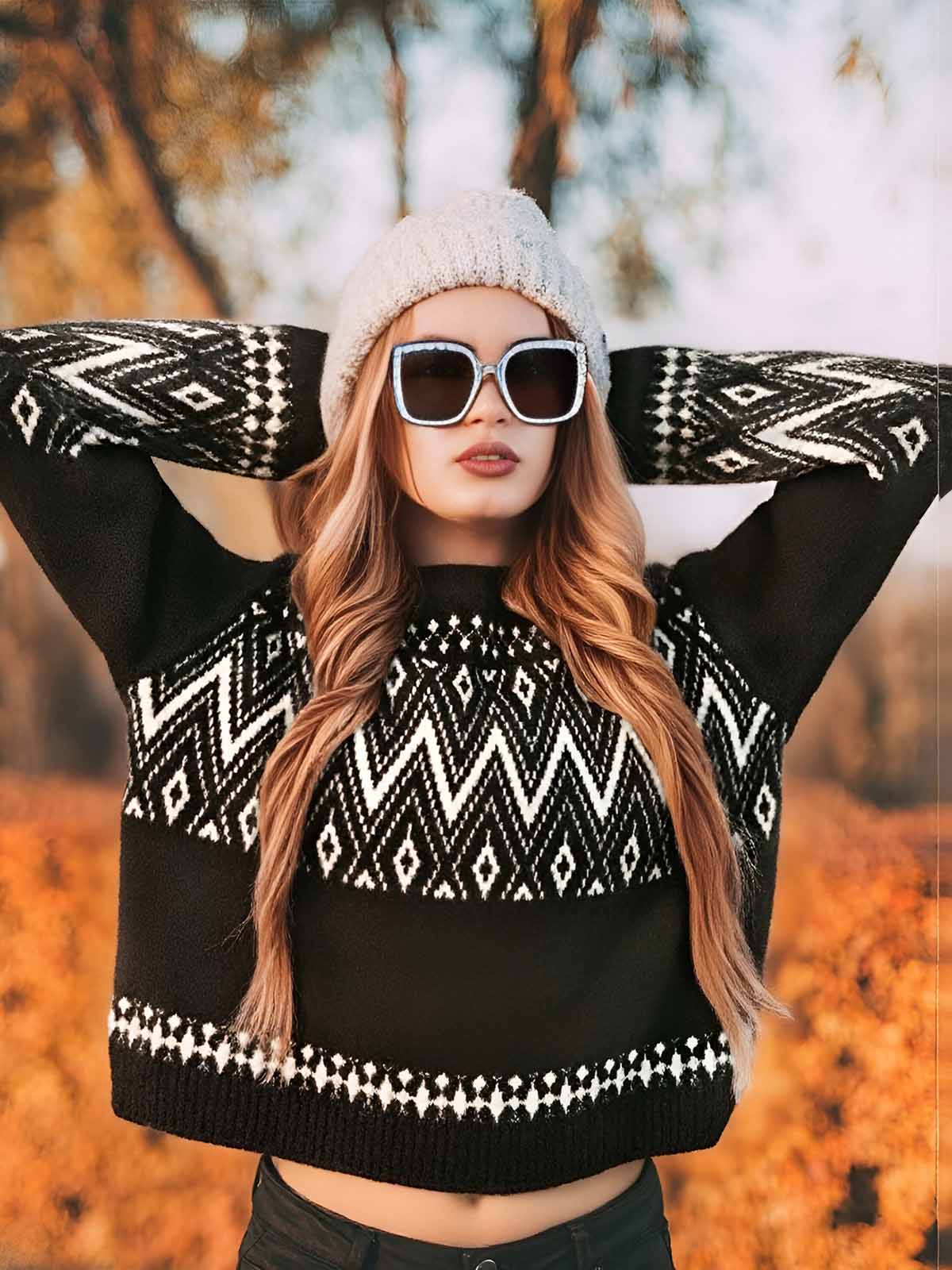 ASOBIO Geometric Yak Wool Sweater