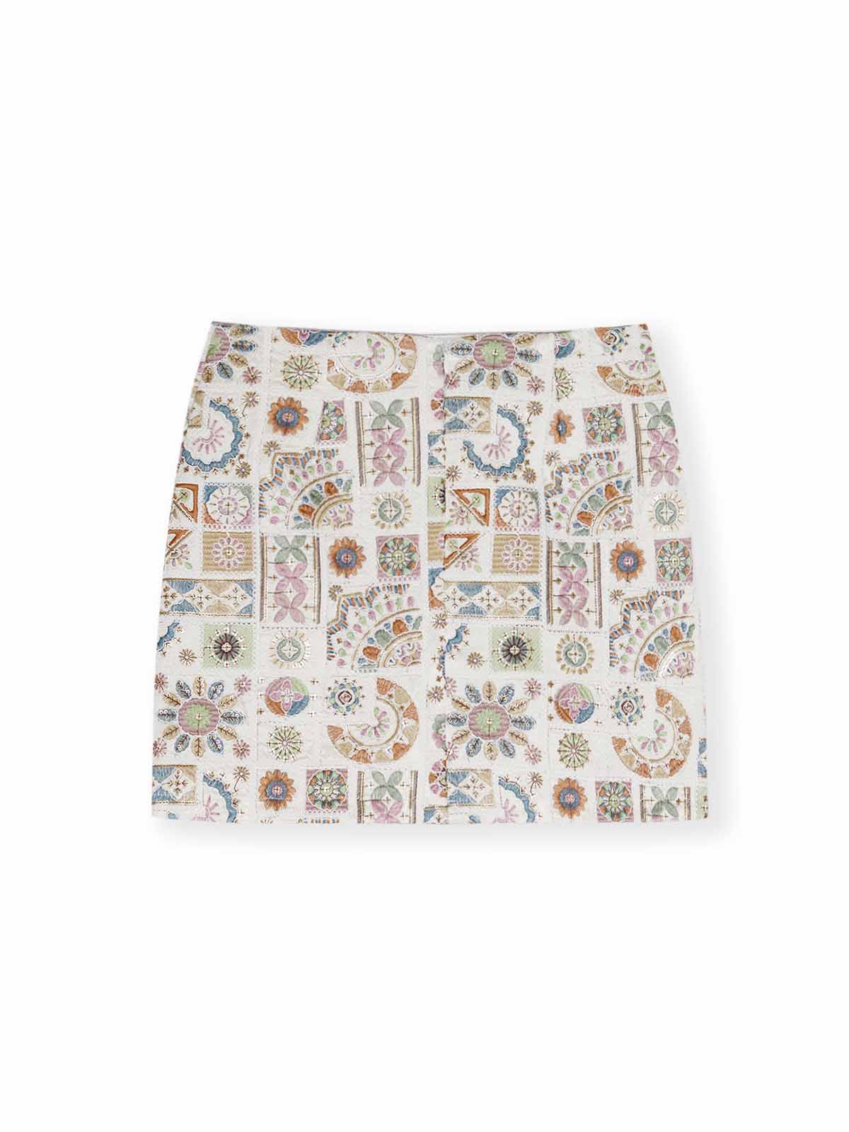 ASOBIO Embroidered Mini Skirt