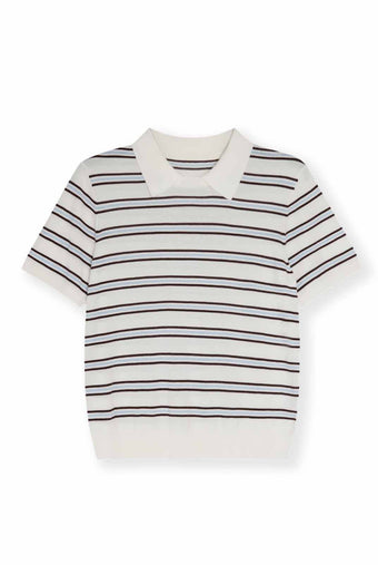 ASOBIO Polo Stripe Knit Top