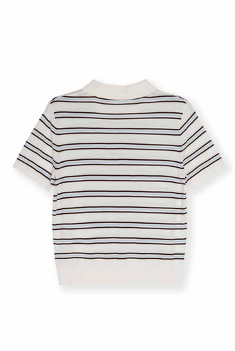 ASOBIO Polo Stripe Knit Top