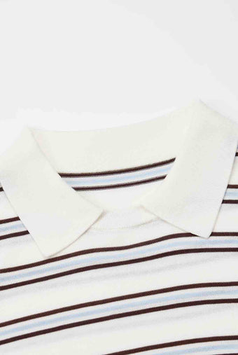 ASOBIO Polo Stripe Knit Top
