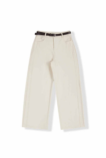 ASOBIO Cropped Belted Cotton Pant