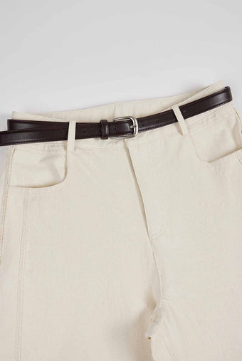 ASOBIO Cropped Belted Cotton Pant