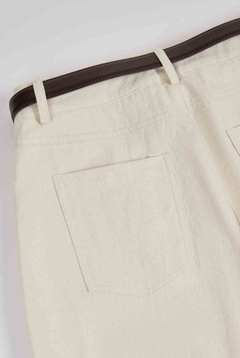 ASOBIO Cropped Belted Cotton Pant