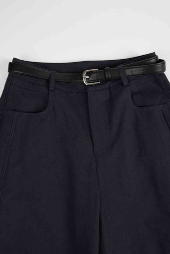 ASOBIO Cropped Belted Cotton Pant