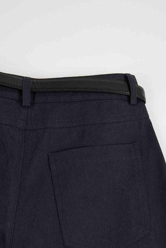 ASOBIO Cropped Belted Cotton Pant