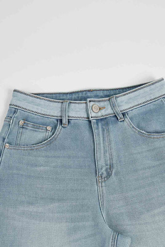 ASOBIO Contrast Waist Straight Jean