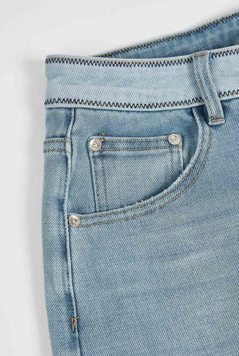ASOBIO Contrast Waist Straight Jean