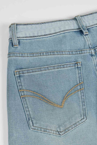 ASOBIO Contrast Waist Straight Jean