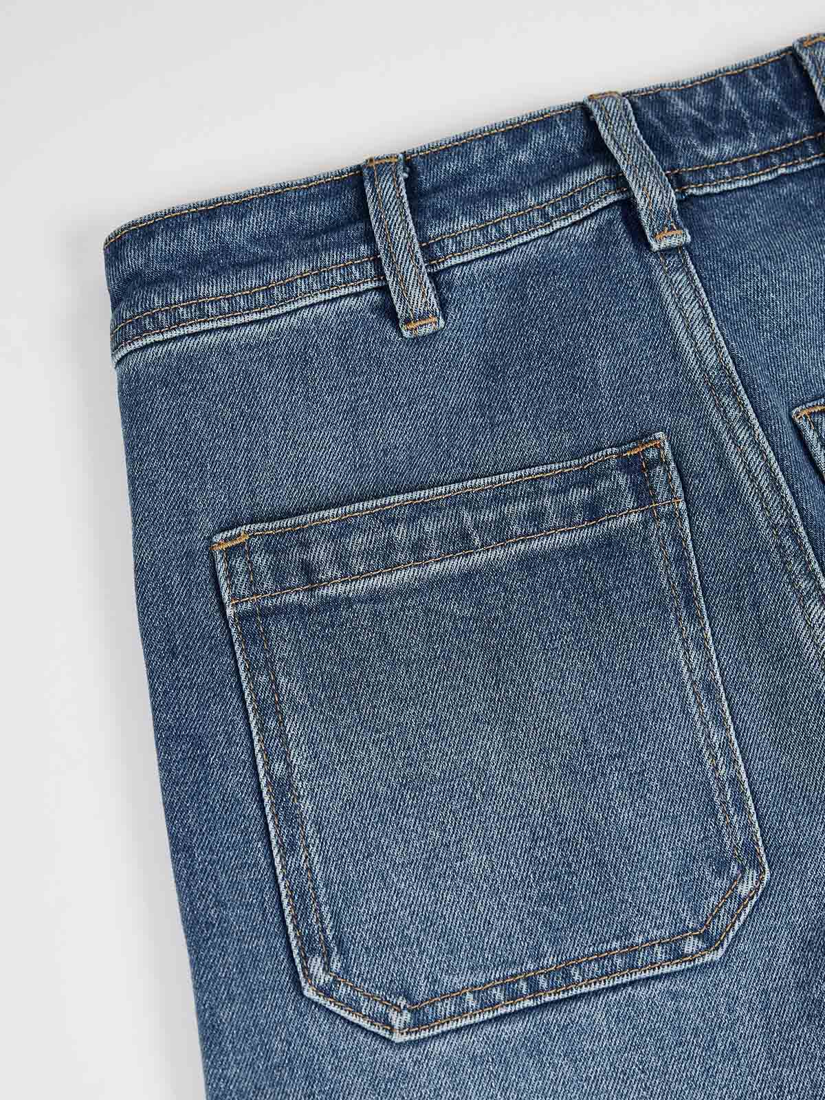 ASOBIO High-Rise Patch Pocket Flare Jean