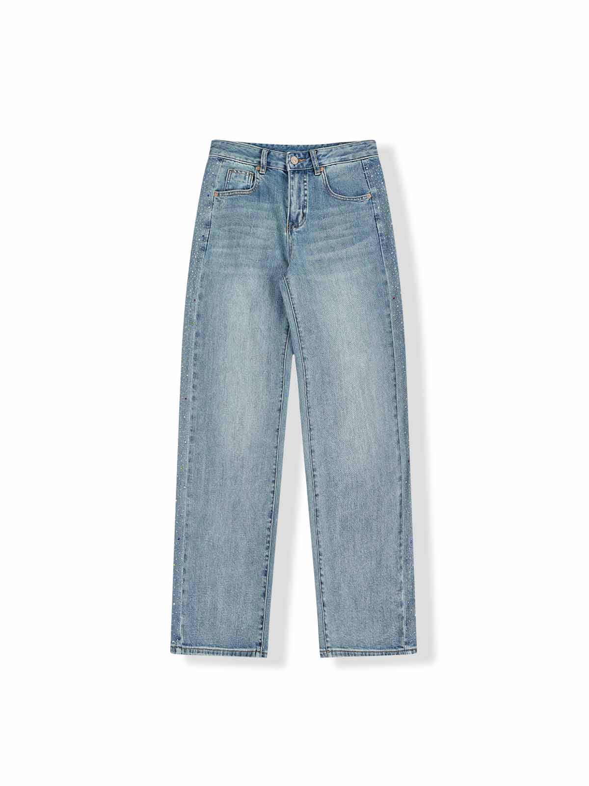 ASOBIO Rhinestone Stripe Straight Jean