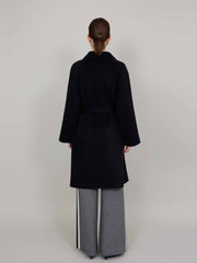 ASOBIO Relaxed Double-Breasted Virgin Wool Long Coat