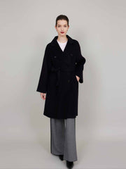 ASOBIO Relaxed Double-Breasted Virgin Wool Long Coat