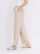 Mid-Rise Loose Straight Linen Pants