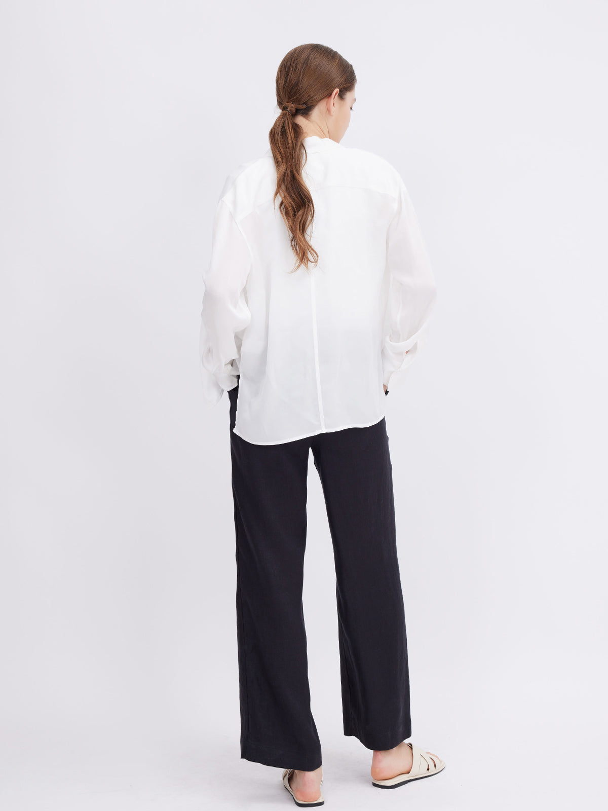 Mid-Rise Loose Straight Linen Pants