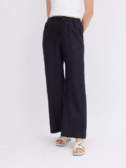 Mid-Rise Loose Straight Linen Pants