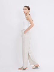 Mid-Rise Loose Straight Linen Pants