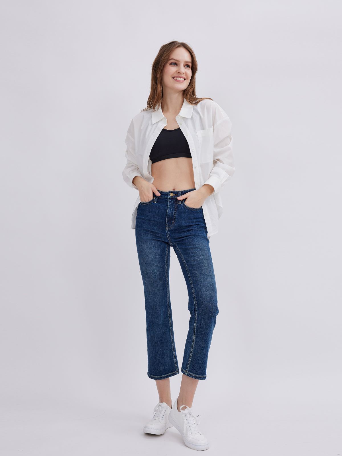 Blue Cropped Bootcut Jean