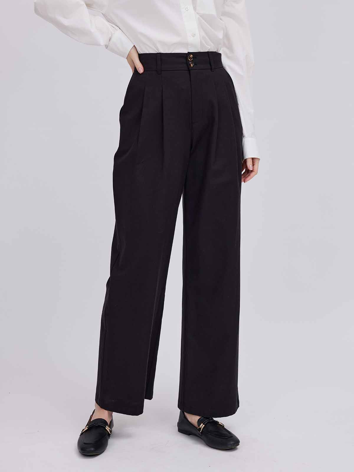 High-Waist Wide-Leg Casual Trousers