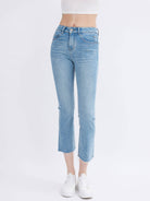 Midi Waist Flare Leg Jean Pants