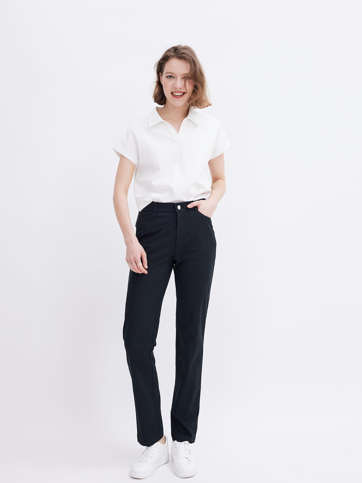 Relaxed Fit Wrinkle Free Straight-Leg Pants