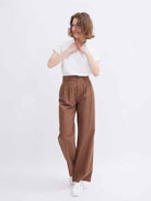 High-Waist Wide-Leg Casual Trousers