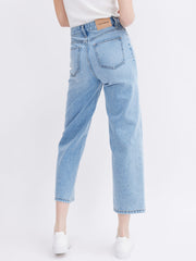 Cropped Denim Straight-Leg Pant