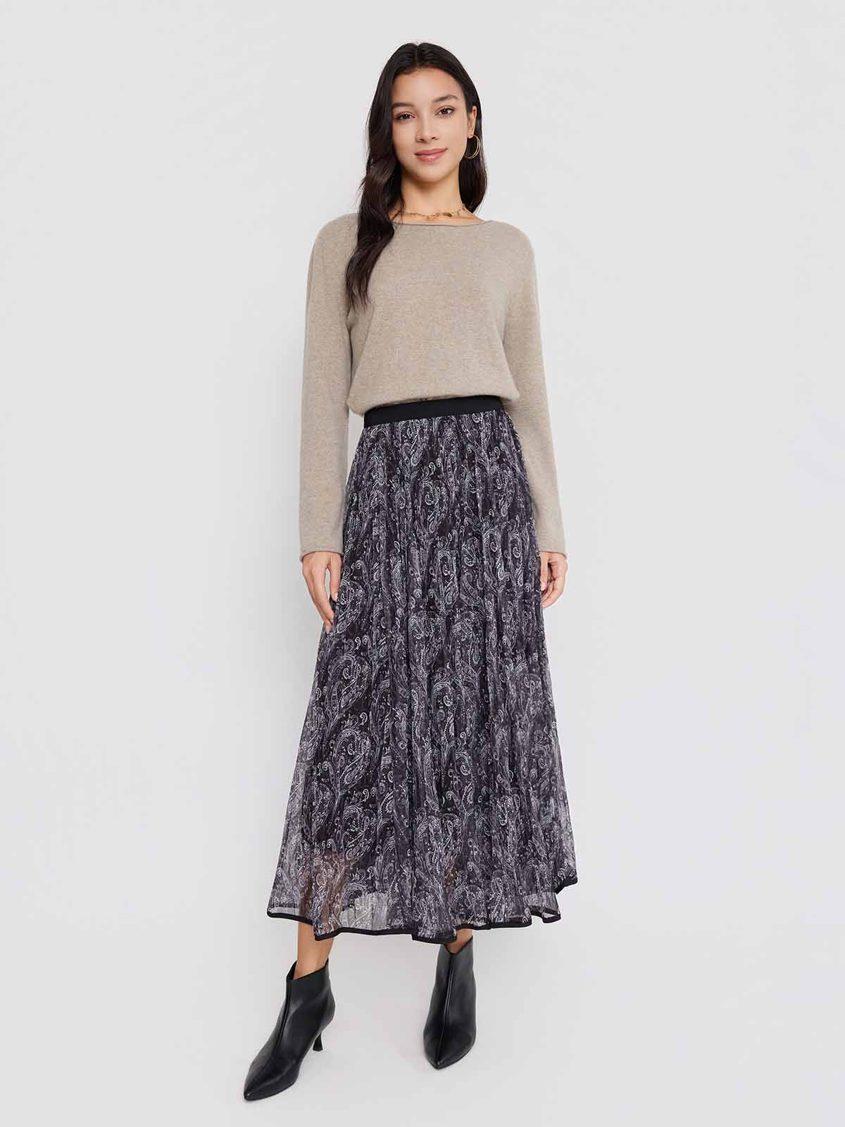 ASOBIO Paisley Pleated Maxi Skirt