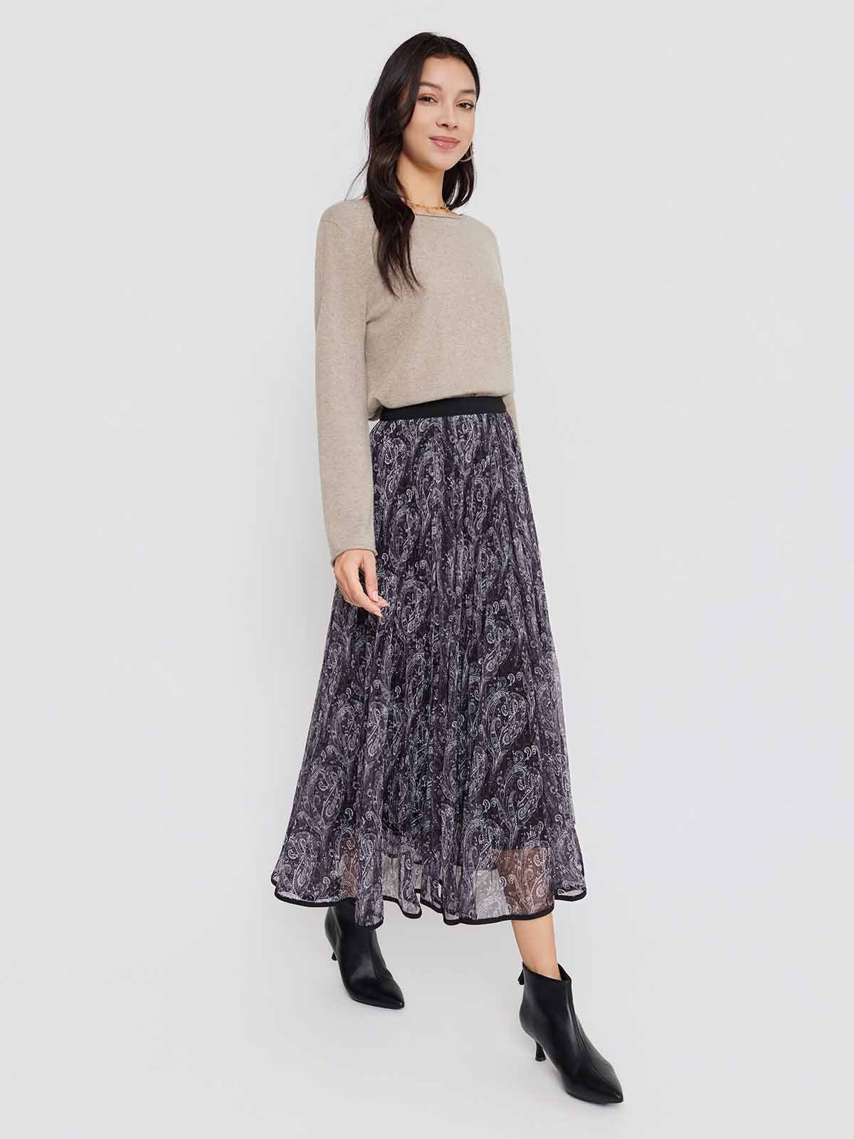 ASOBIO Paisley Pleated Maxi Skirt