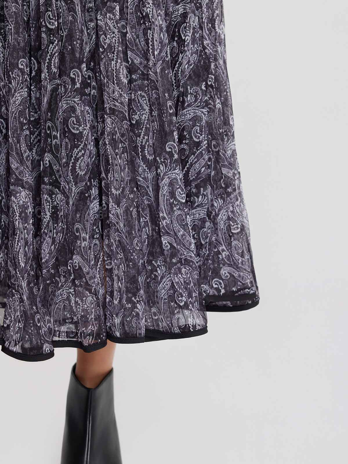 ASOBIO Paisley Pleated Maxi Skirt